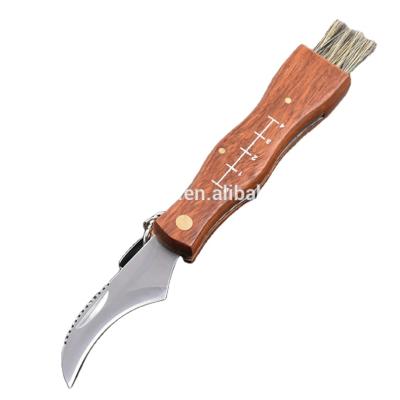 China Quick-Change Multi Handle Wooden Mushroom Knife With Brush for sale