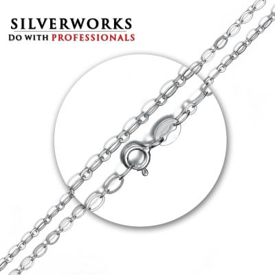 China Pure 925 Sterling Silver Chain Professional 925 Sterling Silver Cable Chain Necklace Machine Made With Spring Ring Clasp for sale