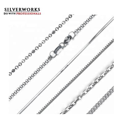 China Different Types of Wholesale High Quality 925 Sterling Silver Box Snake Chains Jewelry Pendants Chains for sale