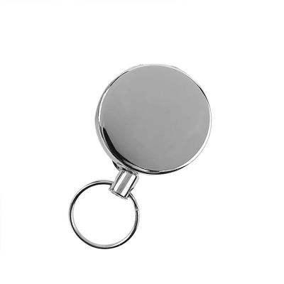 China Blank Retractable Keychain Metal Sublimation Logo CAN Badge Reel With Key Chain for sale