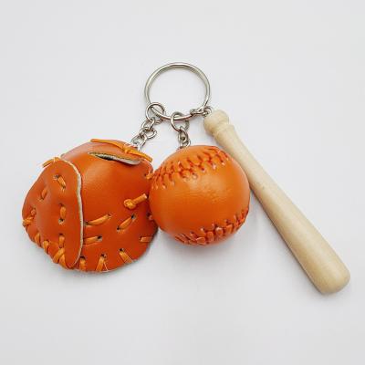 China Sports Car Key Chain Key Ring Gift For Man Baseball Glove Wooden Bat Key Chain Sports Gift for sale