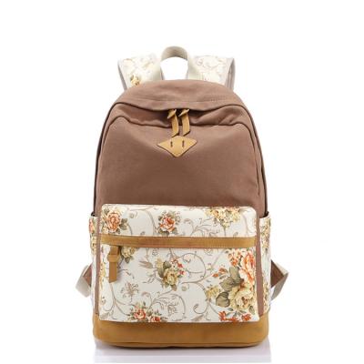 China Newest Boho Chic Women's Bookbag Canvas Backpack Bag Boho Style Floral Bag for sale