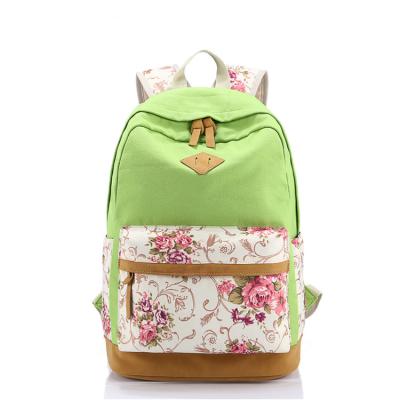 China Cute Boho Canvas Bag Girl Canvas Backpack Chic Cute Floral Prints for sale