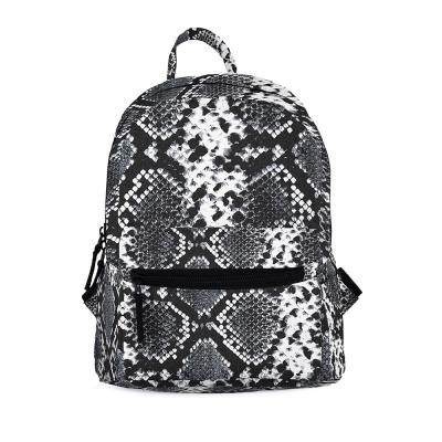 China Customized print artwork python skin printed backpacks lady fashion backpack logo customized bags for sale