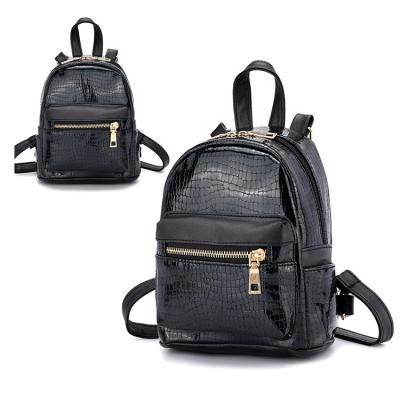 China Trend Waterproof Black Crocodile Backpack Women Leather Bags Backpack Mini for sale