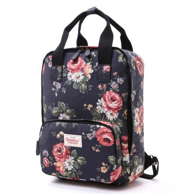 China Amazing Floral Patterns Women Bags Backpacks With Floral Logo Custom Weekender Bag for sale