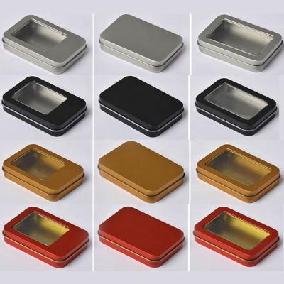 China Recyclable In Box Tin Box Small Iron Nail Clipper Stock 87x60x18mm Tin Box U Disk Square Music U Disk Metal Packing Box With Window for sale