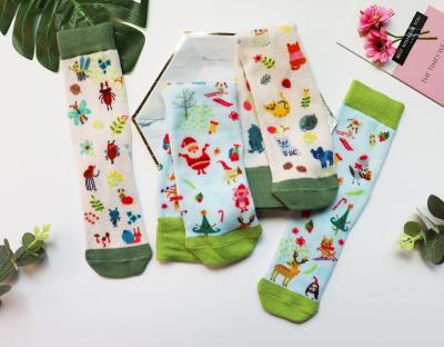 China OEM 360 Print Funny Cartoon Christmas Cute Socks QUICK DRY With Gift Box for sale