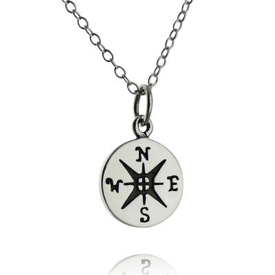 China Nickel Free Antique Silver Jewelry 925 Sterling Silver Compass Charms Pendant Necklace for sale