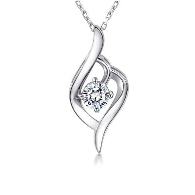 China Cubic Zirconia Heart Love Knot Jewelry 925 Sterling Silver Necklace dianty nickel free for women for sale