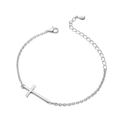 China Wholesale Chenyan Elegant Jewelry Women 925 Sterling Silver Cross Chain Bracelet Nickel Free for sale