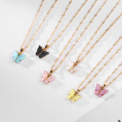 China Nickel Free Korean Cute Butterfly Fashion Pendant Necklace For Women Cocktail Party Statement Necklace for sale