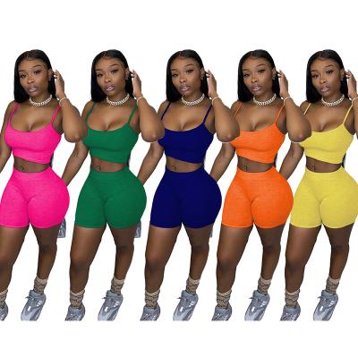 China QUICK DRY Womens Outfits Breathable Two Piece Set Sport Matching Short Sets For Women Biker Shorts 2 Piece Shorts Set for sale