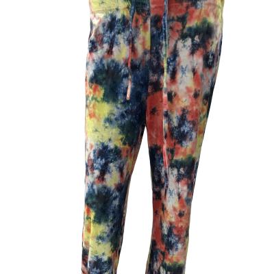 China 2021 hot sale pants women breathable loose pants tie to dye floral casual pants for women for sale