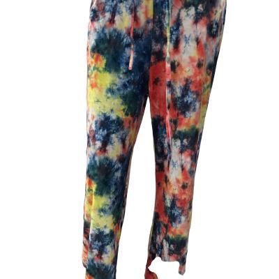 China Breathable Custom Tie Dye Joggers Loose Fit Pants For Women With High Waist Fashion Ladies Casual Trousers for sale