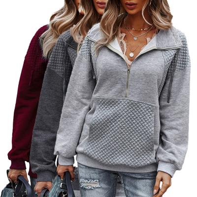 China New Winter Fashion Anti-wrinkle Sheath Long Half Front Neckline Oversized Women Zipper Sweatshirt Pullover Hoodie for sale