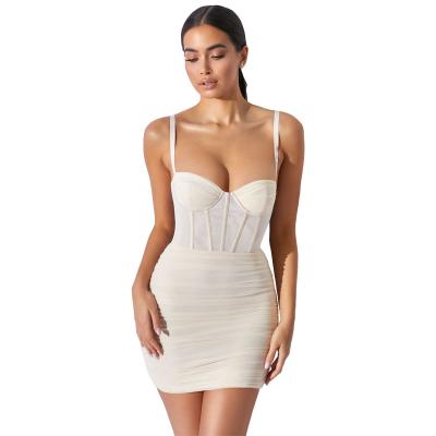 China 2021 Latest Design Women's Fashion Mesh Dress Bodycon Bandage Mini Backless Corset Dress Breathable Casual Outfits For Women for sale