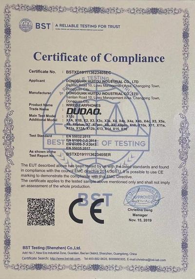 CE - Dongguan Dudao Electronics Co.,ltd.