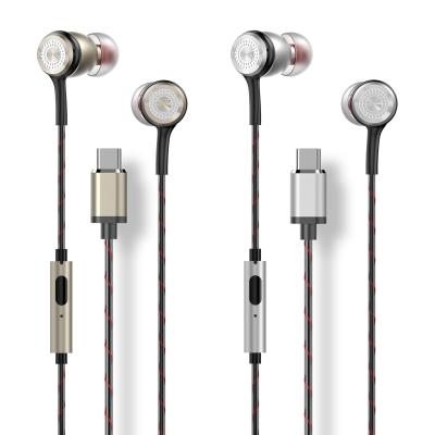 China 1 Year Warranty Metal Case In-Ear ISO9001 Type-C Factory Made CE RoHS PSE In Ear Wired Headphones With Microphone Type C Earphone for sale