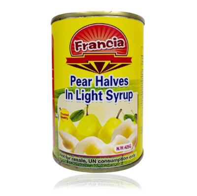 China Customized Lightweight Canned Fruit Syrup 24*425G Food Peeled Canned Pear Fruits for sale