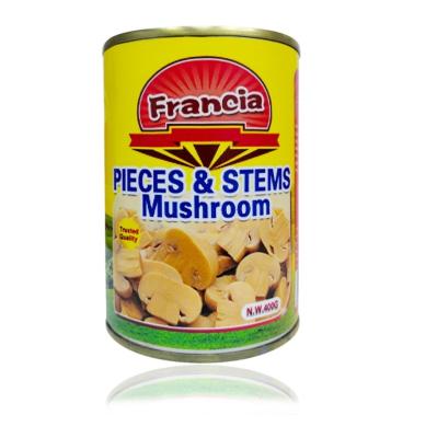 China Quality certification canned canned vegetables canned mushroom pieces and stems for sale