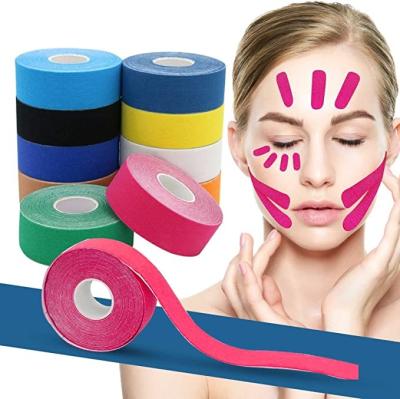 China Custom Logo Waterproof Cotton Facial Cotton Anti Wrinkle Breathable Aranea Patches Kinesiology Face Lift Tape for sale