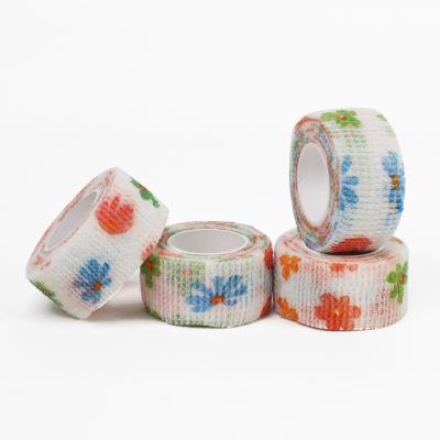 China Breathable Pattern 2.5cm*4.5m Floral Custom Self Adhesive Bandage Cohesive Finger Bandage For Sports for sale