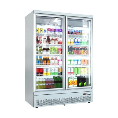 China Glass Door Single-temperature 2 Door Commercial Fridge Refrigerator Upright Refrigerator for sale