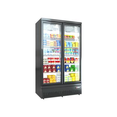 China Single-Temperature Deli 2 Glass Doors Display Upright Freezer Freezer Display Fridge for sale