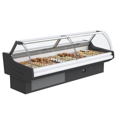 China Efficient Commercial Curved Glass Grocery Cooler Display For Store / Supermarket / Store With Wind Cooler for sale