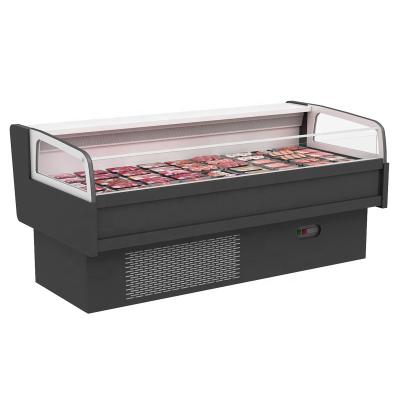 China Energy Efficient Flat Type Fresh Meat Serving Counter / Display Fridge For Store And Supermarket for sale