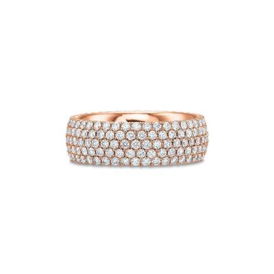 China 2022 Trend 6.6mm Fashion Jewelry 18K Rose Gold Silver Pave Set Five Diamond Eternity Row To Pave Ring for sale