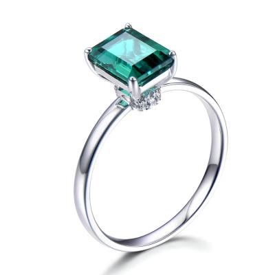 China Emerald Cut Emerald Engagement White CLASSIC CZ Gold Plated Diamond Bridal Silver Ring for sale