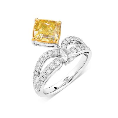 China CLASSIC Fine Jewelry White Gold Plated 925 CZ Silver Yellow Promise Wedding Ring For Women for sale