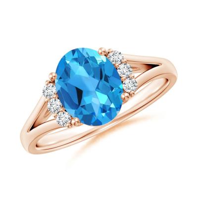 China CLASSIC Luxury Oval Blue Ring 925 Sterling Silver Jewelry Topaz White Gold Plating Engagement for sale