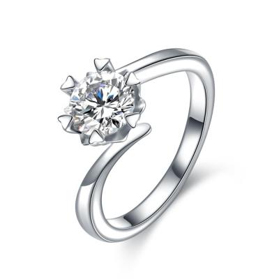 China CLASSIC Mosangite Ring Six-claw Twisted 1Carat Female Ring 925 Sterling Silver Moissanite Female Ring for sale