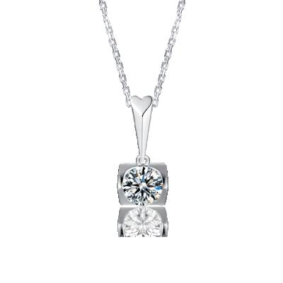 China Custom Romantic Moissanite Series Cut Moissanite Necklace 925 Sterling Silver Diamond Heart Pendant 6.5Mm for sale