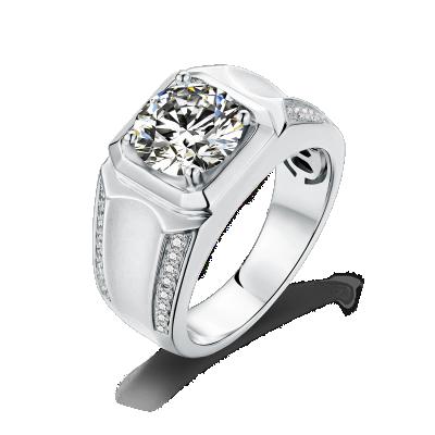 China CLASSIC Mens Engagement Rings Sterling Silver Custom White Gold Color 925 Diamond D Rings Solitaire 3ct Round Cut 9mm Moissanite for sale