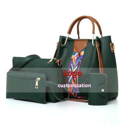 China Fashion Custom Logo 4 Piece Lady Handbag Lady Strap Lady Bag Set Fashion Handbag for sale