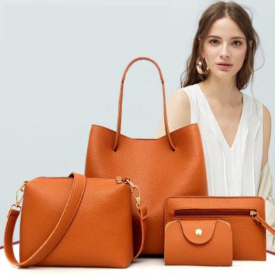 China Fashion Low Price 4pcs Leather Cross - Body Messenger Card Package Solid Zipper Ladies Woman Handbag Ladies Handbag Set Handbags 4 Pcs for sale