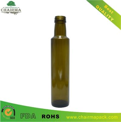 China 250ml Antique Green Round Glass Bottle for Olive Oil for sale