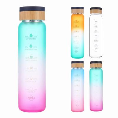 China 32oz borosilicate glass sustainable water bottle frosted sports water bottle with weather maker for sale