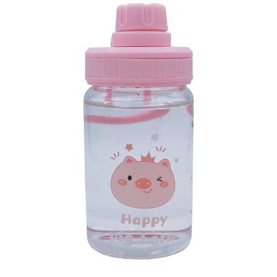 China Lovely Viable Cartoon Design Kids Students Water Bottle With Straw Lid 350ml 500ml Kids Glass Water Bottle for sale