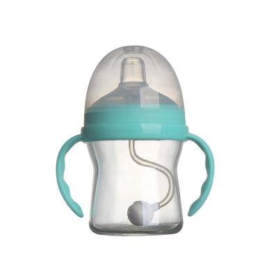 China 2021 New Design Baby Glass Bottle BPA Free Wide Mouth Safe Newborn Baby Feeder 240ml 8oz 6oz for sale