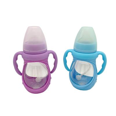 China Factory Direct Sales Fashion BPA Free Silicone Pad Hot Glass Baby Bottle for sale