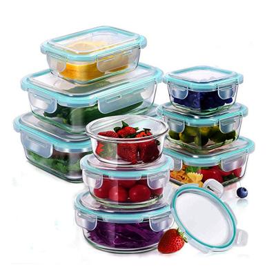 China Sustainable Glass Food Storage Containers With Lids Glass Meal Prep Containers With Clear Lids BPA Free for sale