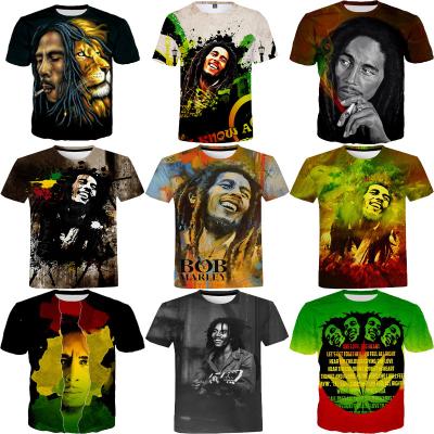 China QUICK DRY Hip Hop Shirt For Women Marley Bob Printed T-Shirts Pop Music Rock Funny Bob Marley Plussize Shirt For Men for sale