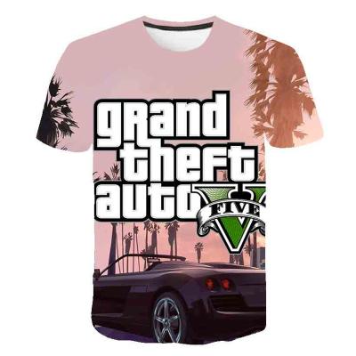 China Anti-wrinkle Theft Auto Game Gta 5 T-shirt Kids Boys Clothes Summer Short Sleeve Girls Tees Kids Clothing Gta 5 Teen Shirts for sale