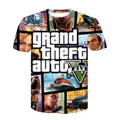 China 2022 New Anti-Wrinkle Theft Game Gta 5 Boys Summer Auto T-shirts Cool Gta5 Funny 3D T-shirt Print Tee Shirt for sale