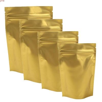 China Gift & Craft Accept Custom Logo 100X Matte Gold Ziplock Metallic Mylar Packaging Bags Heat Seal Backing Up Zip Lock Pouchesgoods for sale